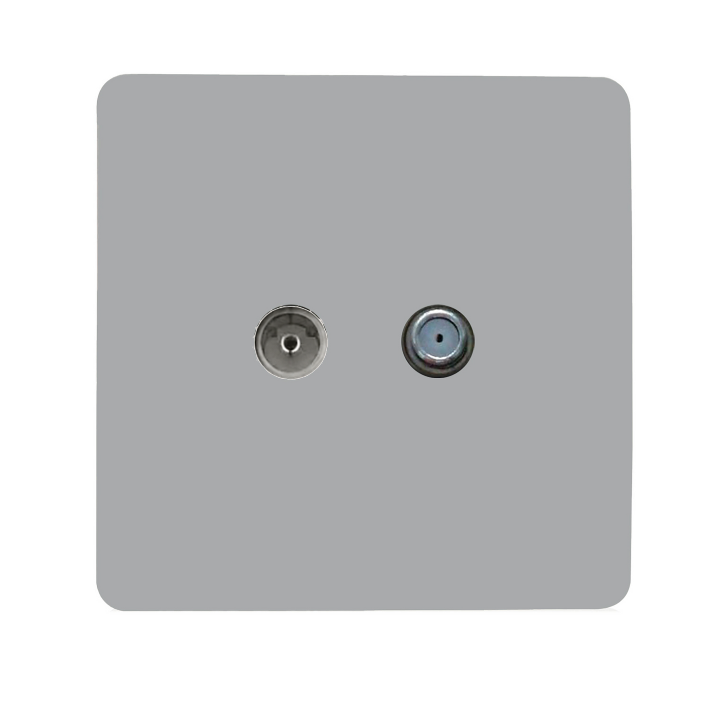 Trendi Switch TV Co-Axial & F-Type Satellite Socket in Platinum Silver
