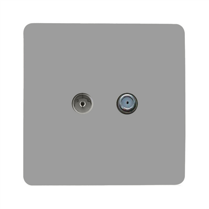 Trendi Switch TV Co-Axial & F-Type Satellite Socket in Light Grey