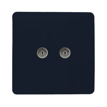Trendi Switch 2 Gang Female Co-Axial Television Socket in Navy Blue