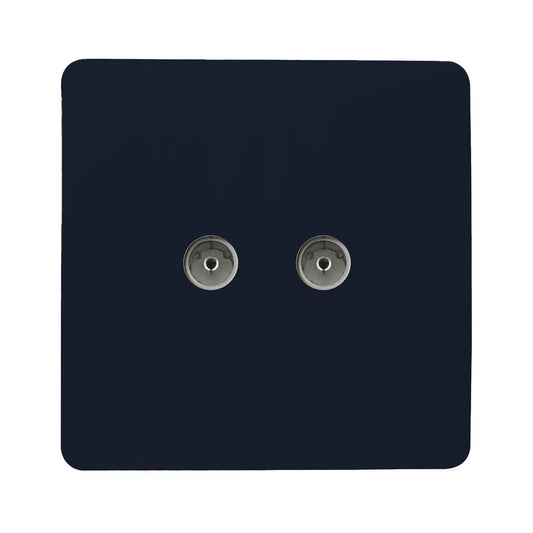 Trendi Switch 2 Gang Female Co-Axial Television Socketin Navy Blue