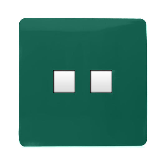 Trendi Switch 2 Gang Cat 3 Telephone Slave Socketin Dark Forest Green