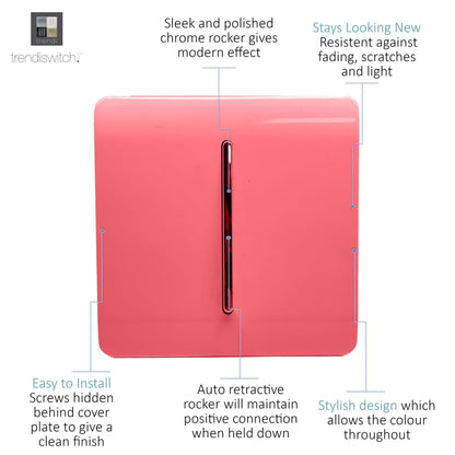 Trendi Switch 1 Gang Retractive Doorbell Switch in Strawberry Red