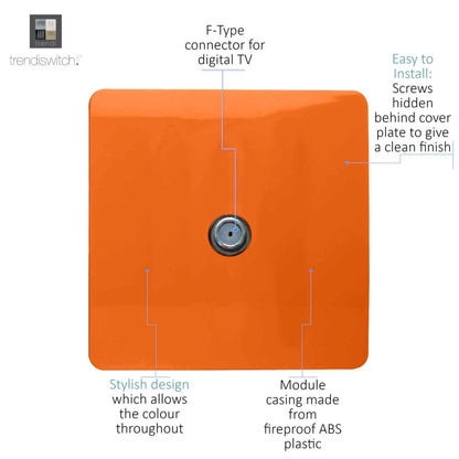 Trendi Switch 1 Gang Male F-Type Satellite Television Socket in Sunset Orange