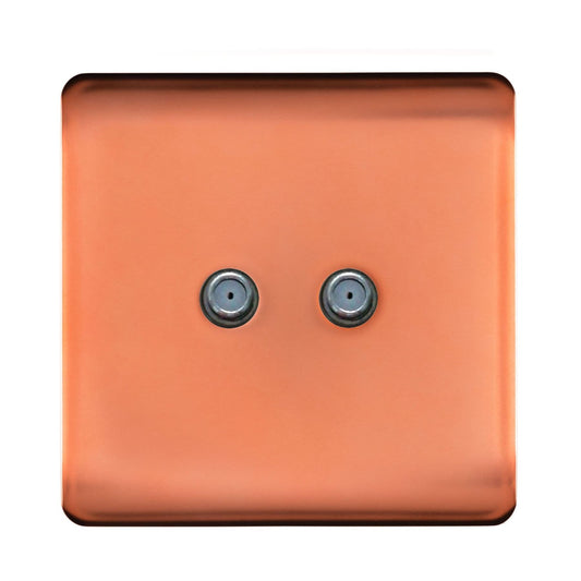 Trendi Switch 2 Gang Male F-Type Satellite Television Socketin Copper