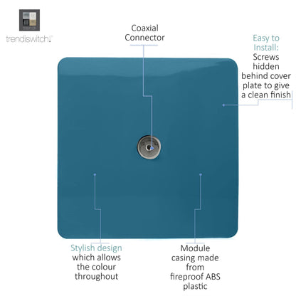Trendi Switch 1 Gang Female Co-Axial Television Socket in Ocean Blue