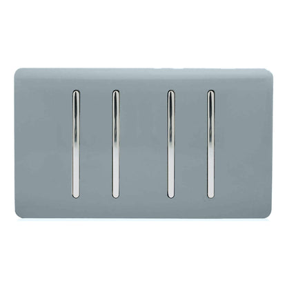 Trendi Switch 4 Gang Intermediate Rocker Light Switch in Cool Grey
