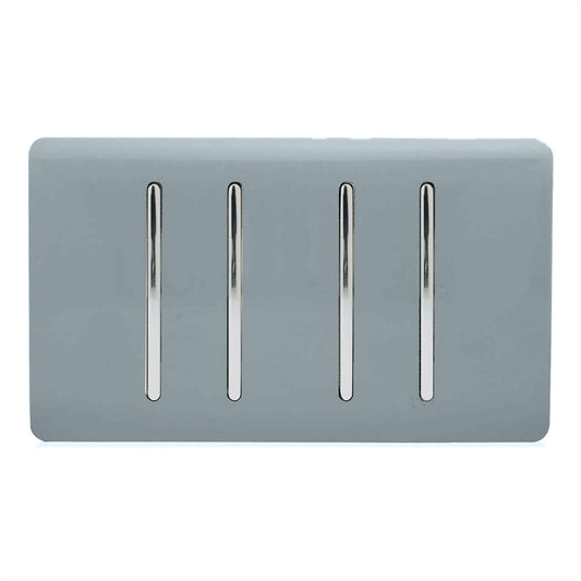 Trendi Switch 4 Gang Intermediate Rocker Light Switchin Cool Grey