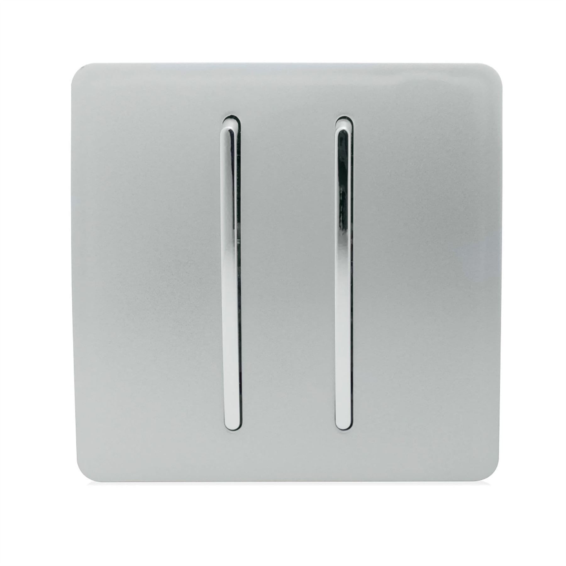 Trendi Trendi Switch 2 Gang Retractive Home Automation Switch in Platinum Sil