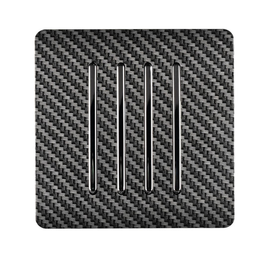 Trendi Switch 4 Gang 1 or 2 way Rocker Light Switchin Carbon Fibre