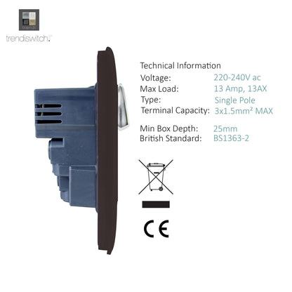 Trendi Switch 1 Gang USB 2100mA Plug Socket in Dark Mocha Brown