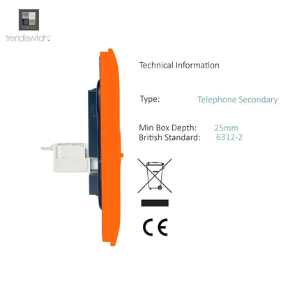 Trendi Switch 2 Gang Cat 3 Telephone Slave Socket in Copper