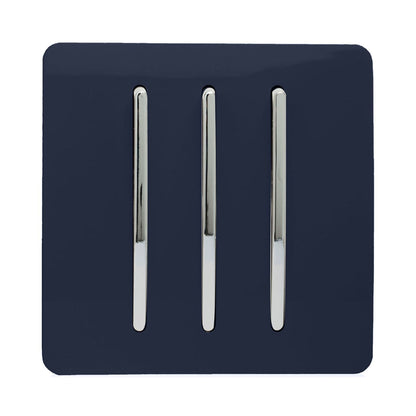 Trendi Switch 3 Gang 1 or 2 way Rocker Light Switch in Navy Blue