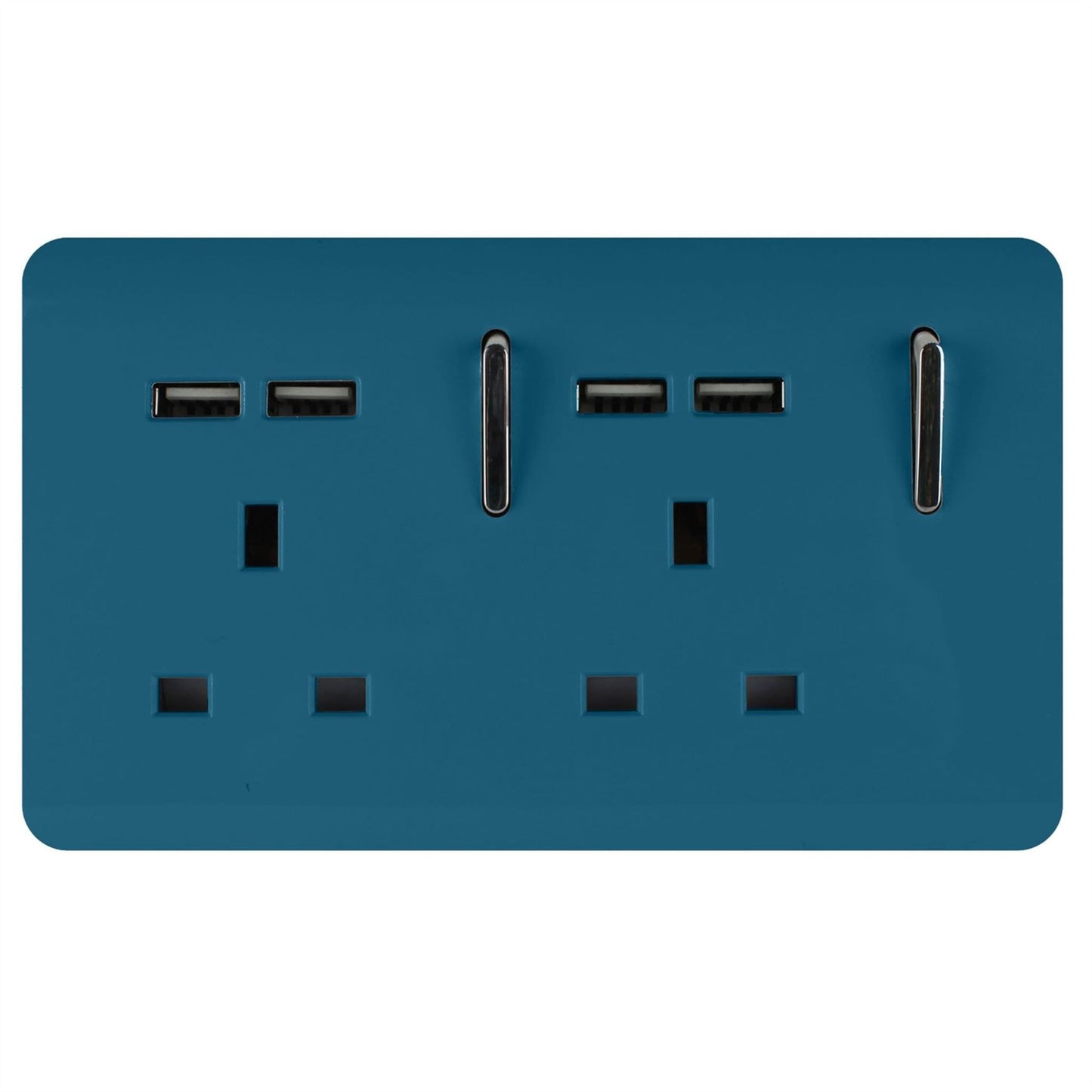 Trendi Switch 2 Gang 4 Port USB 2100mA Plug Socketin Ocean Blue