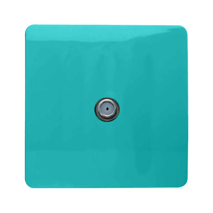 Trendi Switch 1 Gang Male F-Type Satellite Television Socket in Bright Teal