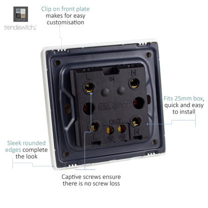 Trendi Switch 1 Gang 45 Amp Cooker Switch with Neon in Charcoal Grey