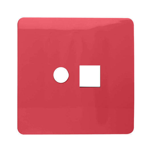 Trendi Switch 2 Gang Spare Faceplate For Modern Designer PC Ethernet Sockets Strawberry Red
