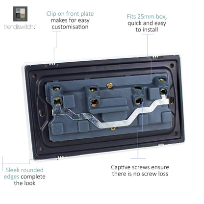 Trendi Switch 2 Gang Long Switched Plug Socket in Copper