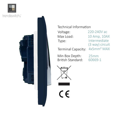 Trendi Switch 1 Gang Intermediate Rocker Light Switch in Navy Blue