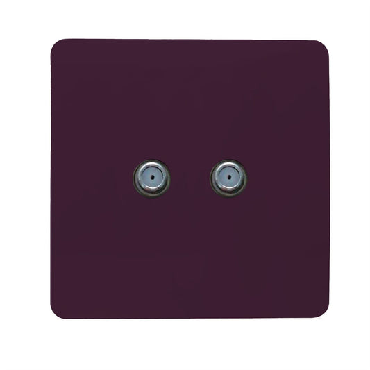 Trendi Switch 2 Gang Male F-Type Satellite Television Socketin Plum Purple