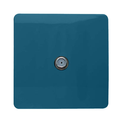 Trendi Switch 1 Gang Male F-Type Satellite Television Socket in Ocean Blue