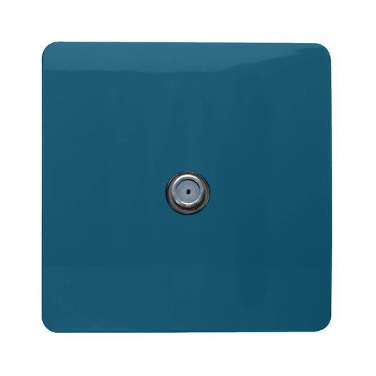 Trendi Switch 1 Gang Male F-Type Satellite Television Socketin Ocean Blue