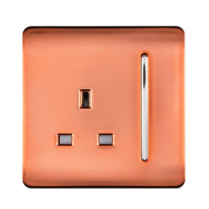 Trendi Switch 1 Gang 13 Amp Switched Plug Socket in Copper