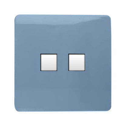 Trendi Switch 2 Gang Cat 3 Telephone Slave Socket in Sky Blue