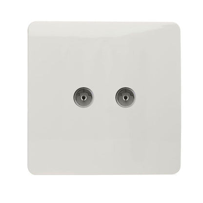 Trendi Switch 2 Gang Female Co-Axial Television Socket in Ice White