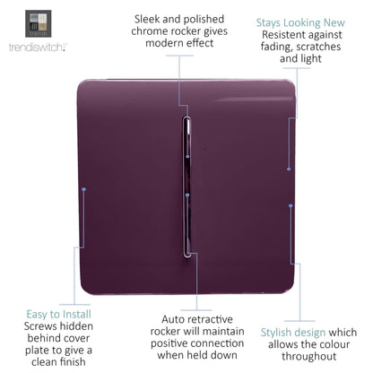 Trendi Switch 1 Gang Retractive Home Automation Switch in Plum Purple