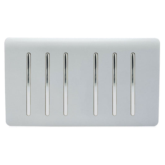 Trendi Switch 6 Gang Spare Faceplate for Modern Designer Light Switch in Platinum Silver