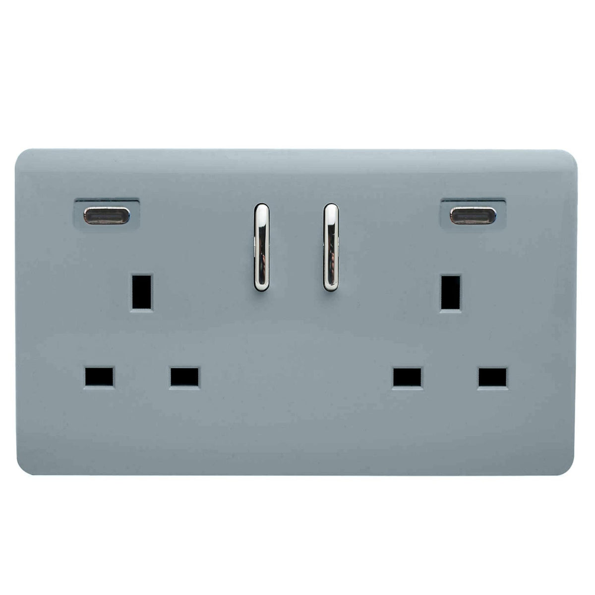 Trendi Switch 2 Gang USB 45W Type C USB Plug Socket in Cool Grey