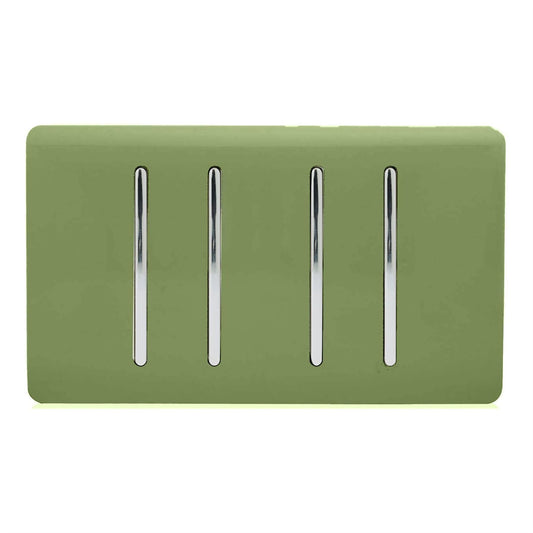 Trendi Switch 4 Gang Light Switch (1x 1 or 2 Way & 3 x Intermediate)in Moss Green