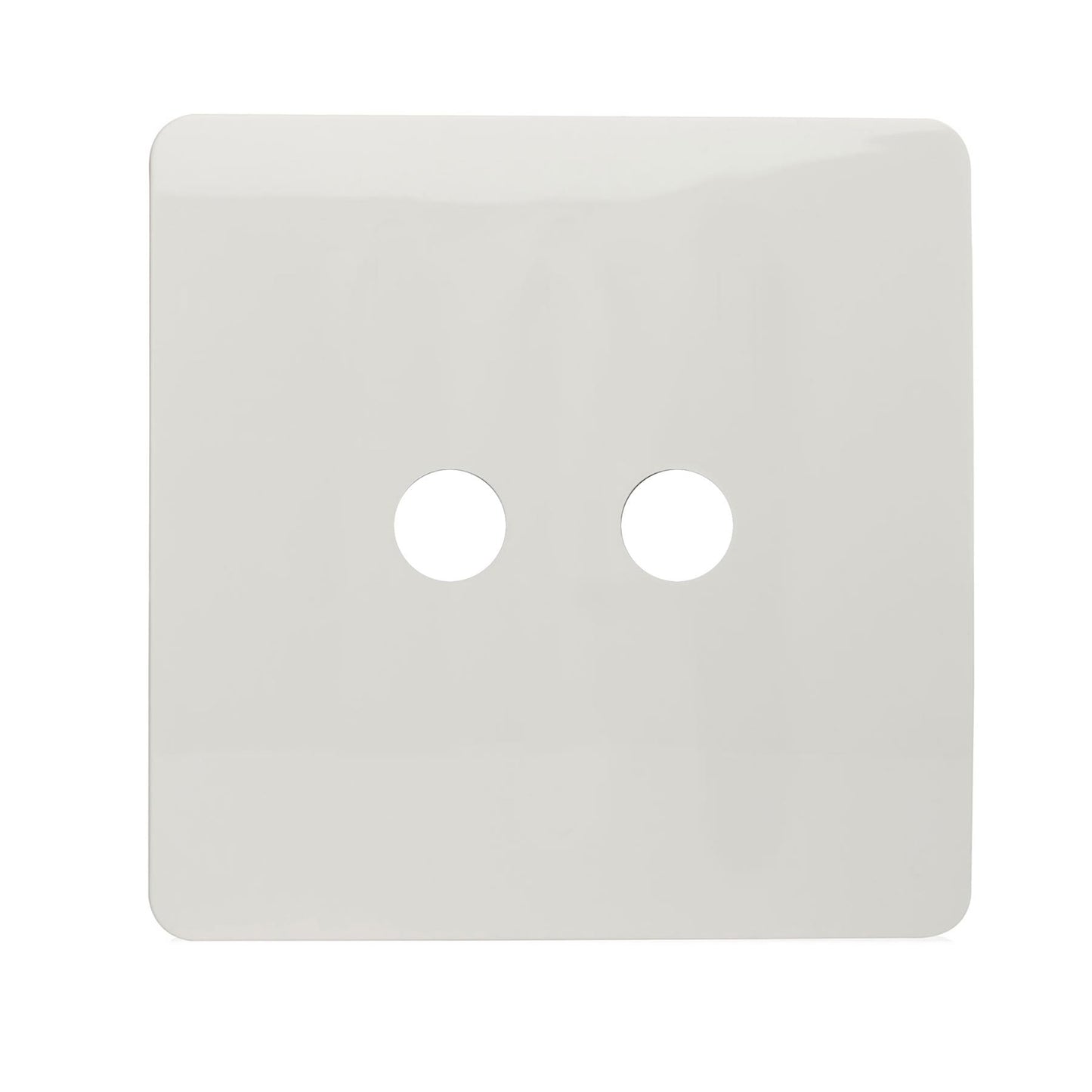 Trendi Switch 2 Gang Spare Faceplate For Co-Axial Modern Designer Television Socket in Ice White
