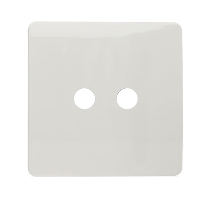 Trendi Switch 2 Gang Spare Faceplate For Co-Axial Modern Designer Television Socket in Ice White