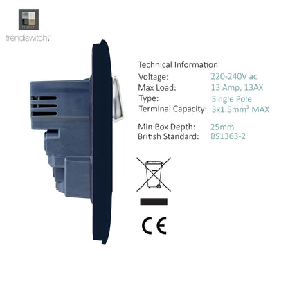 Trendi Switch 1 Gang USB 2100mA Plug Socket in Navy Blue
