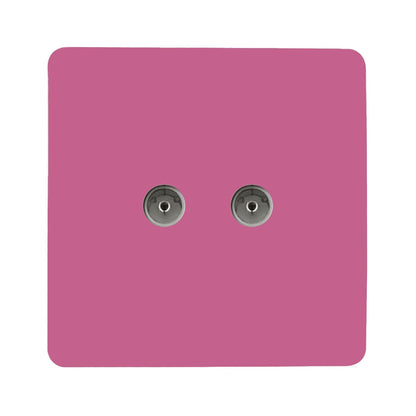 Trendi Switch 2 Gang Female Co-Axial Television Socket in Candy Pink