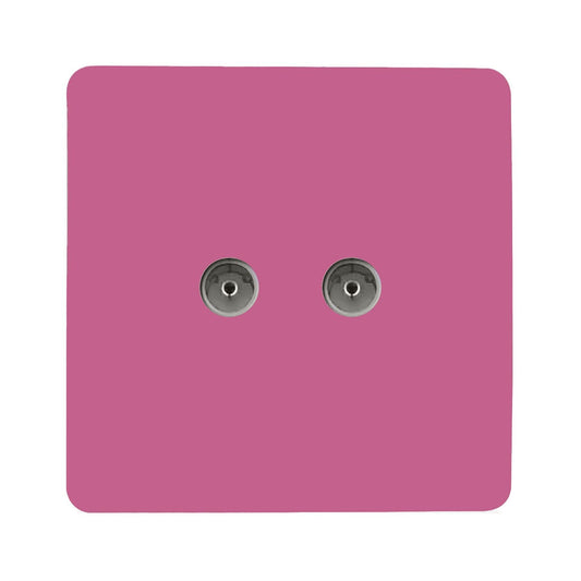 Trendi Switch 2 Gang Female Co-Axial Television Socketin Candy Pink