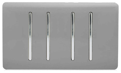 Trendi Switch 4 Gang Intermediate Rocker Light Switch in Light Grey