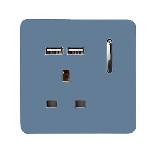 Trendi Switch 1 Gang USB Spare Faceplate For Modern Designer Plug Socket in Sky Blue