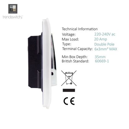 Trendi Switch 1 Gang 20 Amp Heavy Duty Rocker Switch in Light Grey