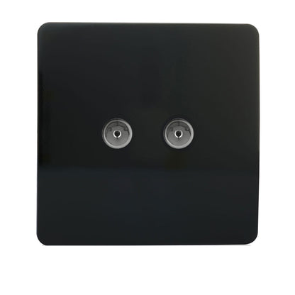 Trendi Switch 2 Gang Female Co-Axial Television Socket in Piano Black