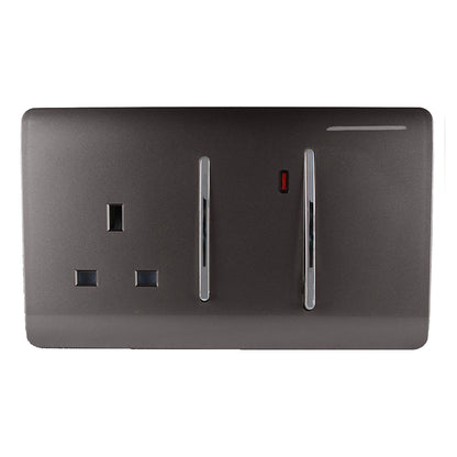 Trendi Switch 45 Amp Cooker Switch & 13 Amp Plug Socket with Neon in Dark Mocha Brown