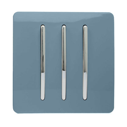 Trendi Switch 3 Gang 1 or 2 way Rocker Light Switch in Sky Blue