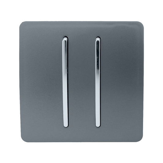 Trendi Switch 2 Gang 1 or 2 way Rocker Light Switch in Warm Grey