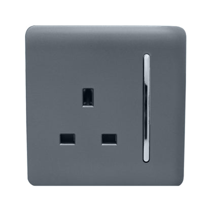 Trendi Switch 1 Gang 13 Amp Switched Plug Socket in Warm Grey