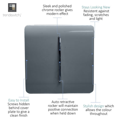 Trendi Switch 1 Gang Retractive Home Automation Switch in Warm Grey