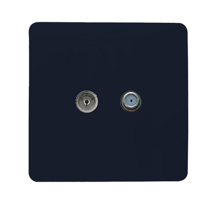 Trendi Switch TV Co-Axial & F-Type Satellite Socket in Navy Blue