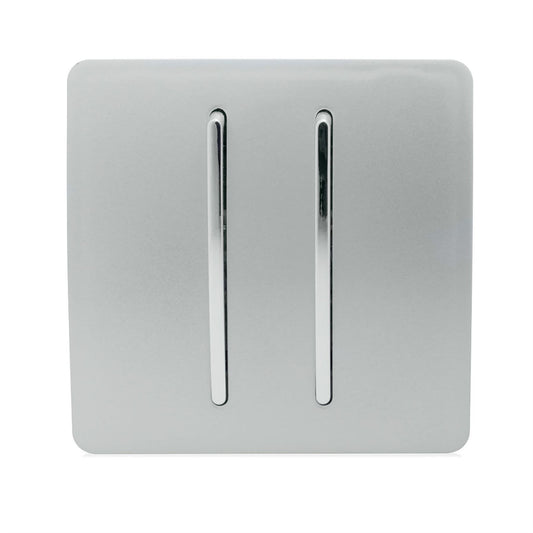 Trendi Switch 2 Gang Retractive Doorbell Switchin Platinum Silver