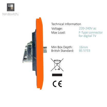 Trendi Switch TV Co-Axial & F-Type Satellite Socket in Copper