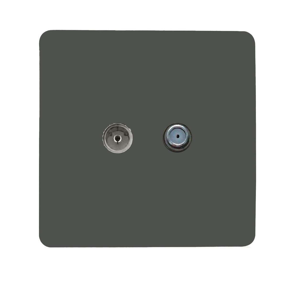Trendi Switch TV Co-Axial & F-Type Satellite Socket in Charcoal Grey